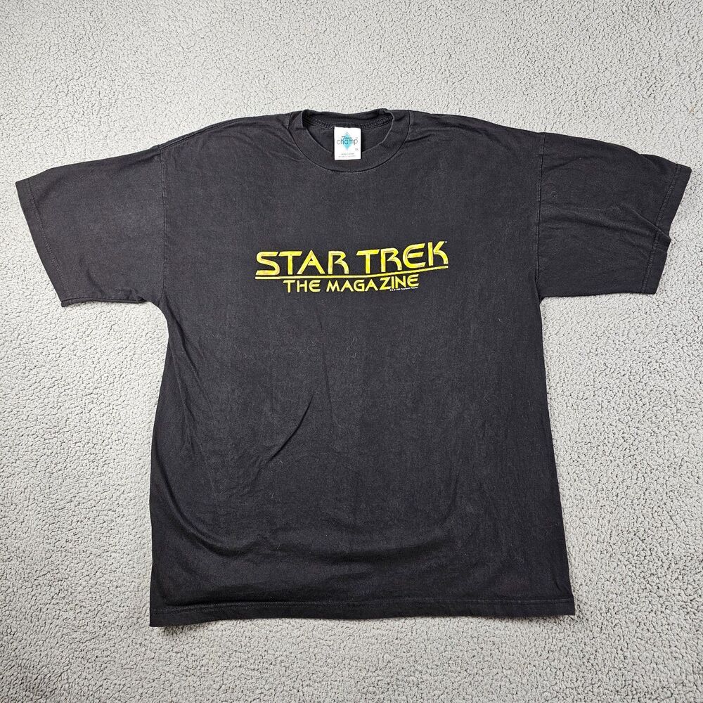 Vintage Star Trek Magazine Shirt Mens Large Black Promo Sci Fi Logo 1998 Graphic